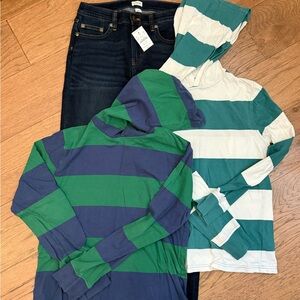 Crewcuts Green and Blue Striped Kids Hoodie and Jean bundle